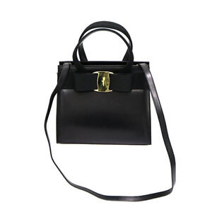 Salvatore Ferragamo Vara Ribbon Leather Bag Black